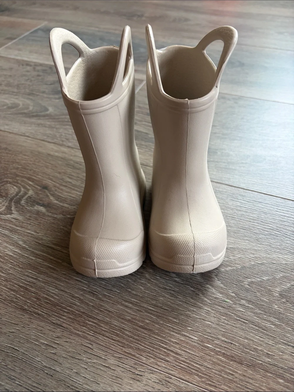 BearPaw Kids Cream Pull-On Rain Boots with Easy Handles